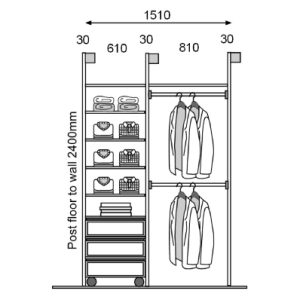 Pole System Open Concept Natural Anodized L1510 x H2400