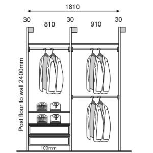 Pole System Open Concept Natural Anodized L1810 x H2400